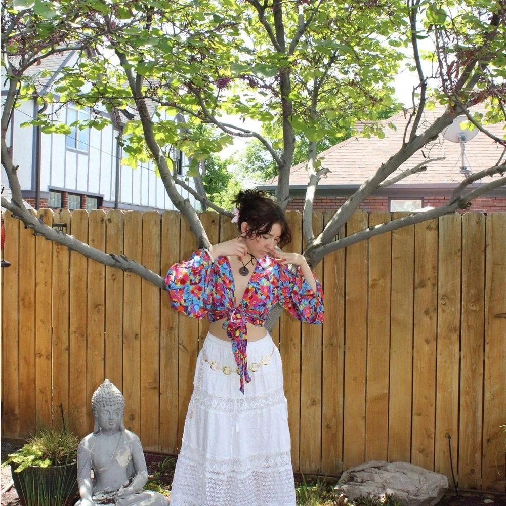 Cottagecore Long White Skirt - Picture 9 of 12
